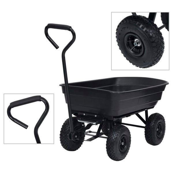 Berkfield Garden Tipping Hand Cart 300 kg 75L Black