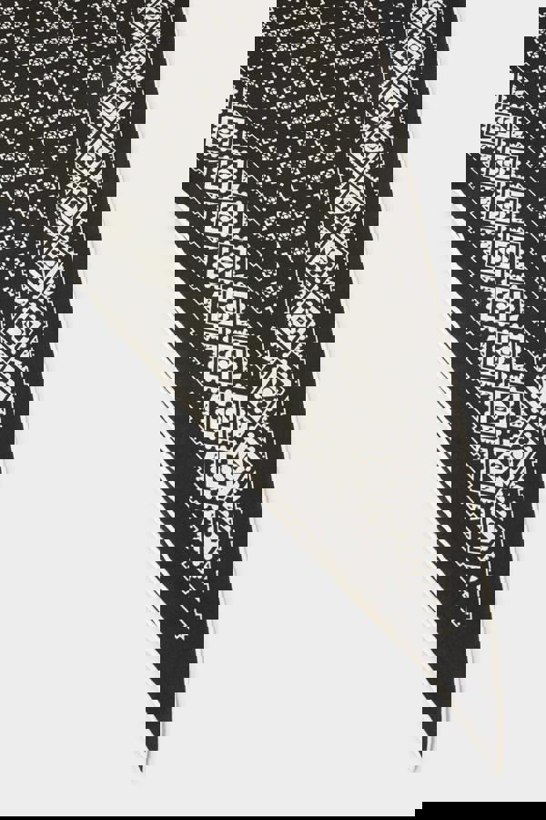 GWD Geometric Printed Diamond Black Silk Scarf