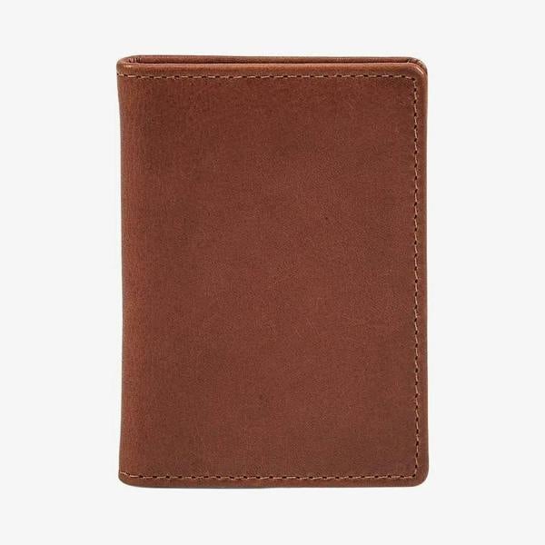 Front view of Chestnut  leather card holder on a white background