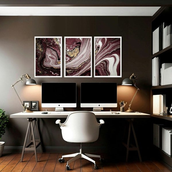 Abstract wall art large for office | set of 3 wall art prints