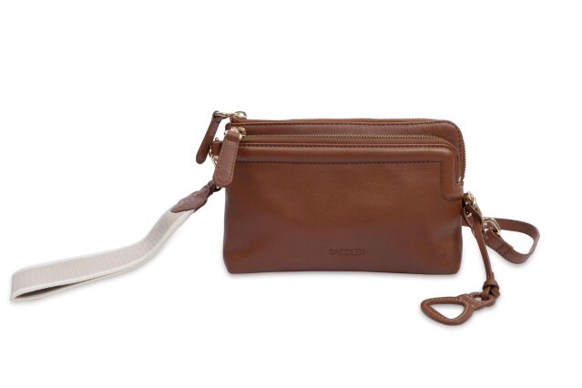 SADDLER Heather Leather Clutch & Crossbody Bag - Handmade by Saddler  – Versatile & Compact - Tan