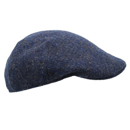 Heather Hats & Accessories Genuine Harris Tweed Wool Flat Cap, Satin Lining, Outdoor Wear, Ocean Blue