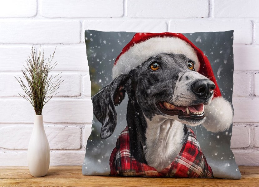 Warren Reed Christmas Greyhound Cushion