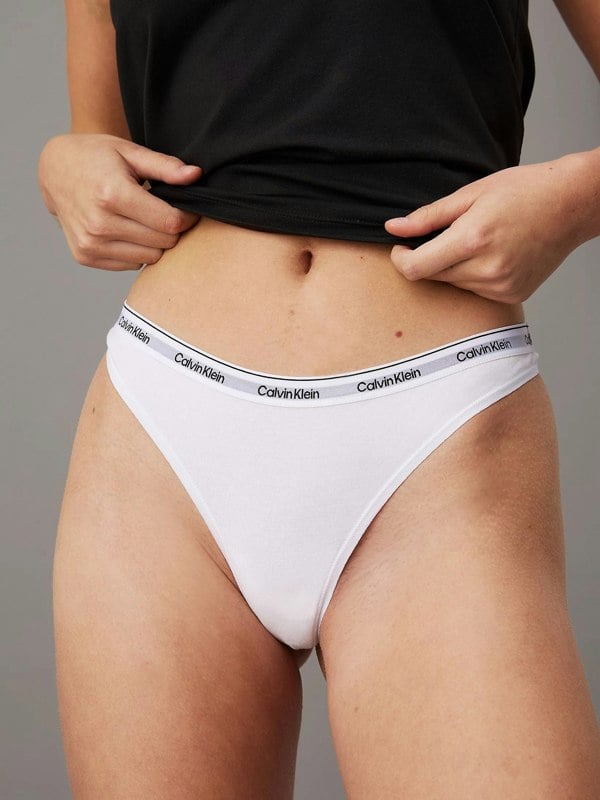 Calvin Klein MODERN LOGO Womens 3 Pack Thongs Multicoloured