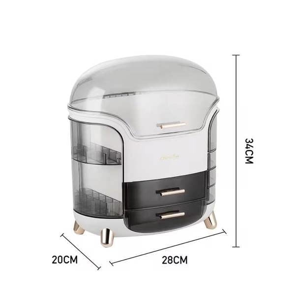 Dyzi Elegant Clear Dustproof Makeup Organizer 2 Drawers & Handle
