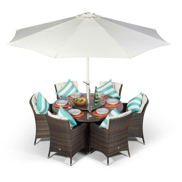 Giardino Savannah Round 6 Seater Rattan Patio Dining Set