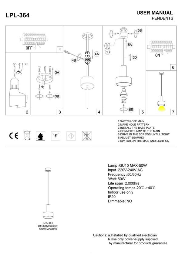Pendant ceiling lamp installation guide