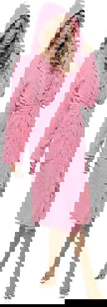 KAV Super Soft 100% Cotton Womens Hooded Towelling Bath Robe - Ladies Hooded Towel Robes for Housecoat, Nightwear, Lounge Wears with Pockets and Belt