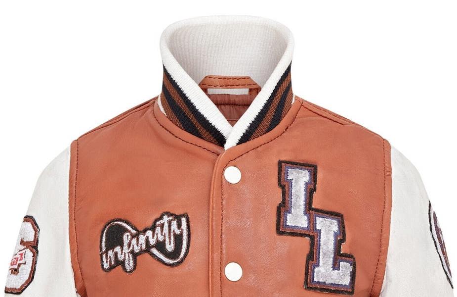 Infinity Leather Kids Letterman Leather Varsity College Bomber Jacket 3-13 yrs