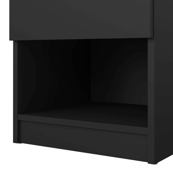 Wyld Haus Budapest Matt Black Wood Bedside Table 1 Drawer 1 Shelf