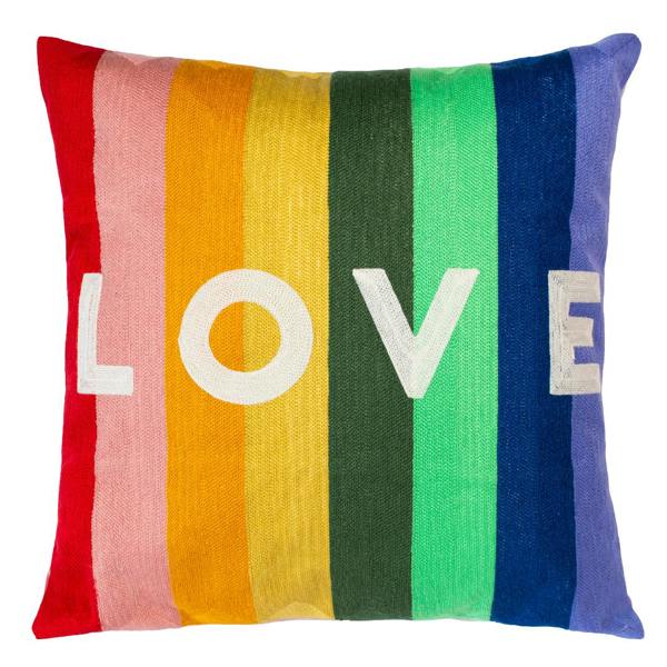 Rainbow LOVE Needlepoint Pillow