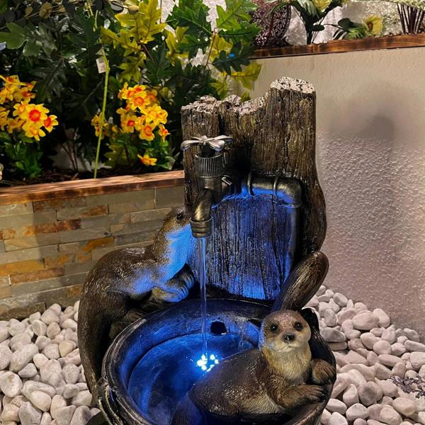 Tranquillity Water Features Otters at Tap Animal Animal Fountain Water Feature