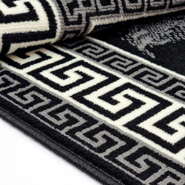 Viva Rugs Marble Rug Black Large Small XL Soft Modern Bordered Living Room Bedroom Carpet Rug