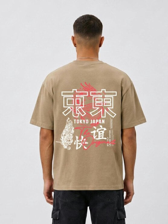London Attitude Tokyo Dragon Oversized Heavyweight Cotton T-Shirt