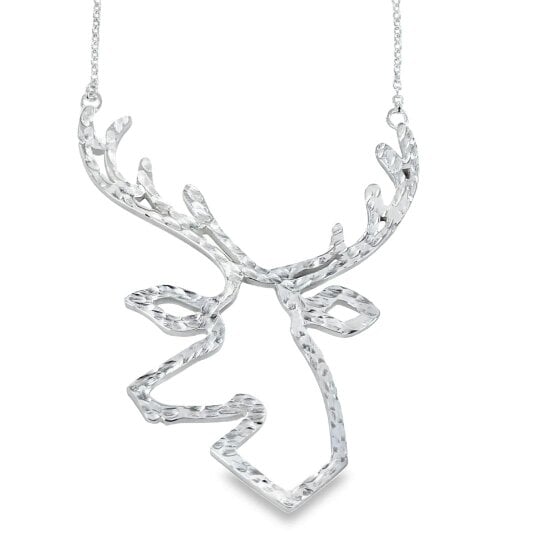 Reeves & Reeves Large Silver Stag Necklace