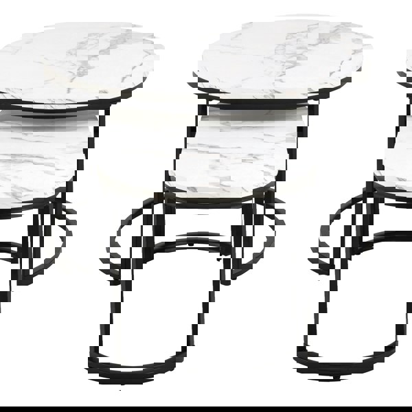 Furniture To Go Spiro Coffee Table Set with White Marble Melamine Top & Black Legs