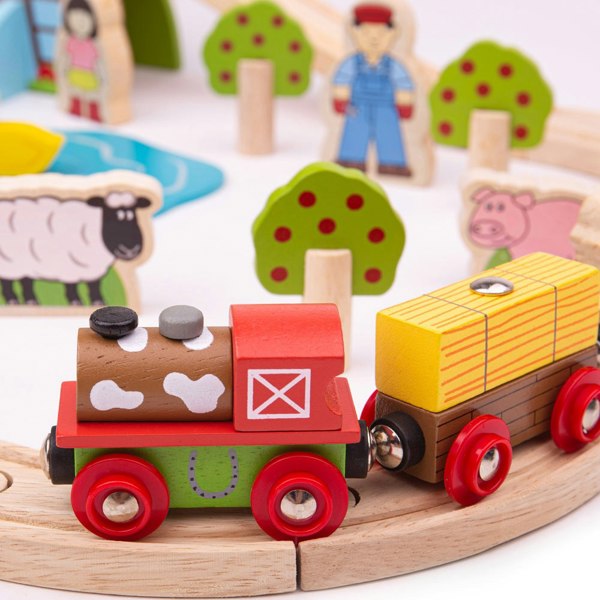 Bigjigs Rail Wooden Farm Train Set - 44 Pieces