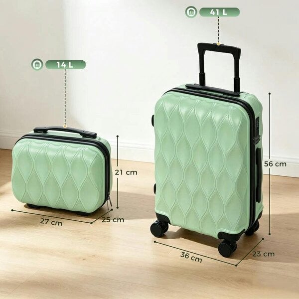 Bobobiy 2-Piece Luggage Set, ABS Hard Shell Carry On Suitcase Set with TSA Lock, Spinner Wheels, 12/20 inch, Green