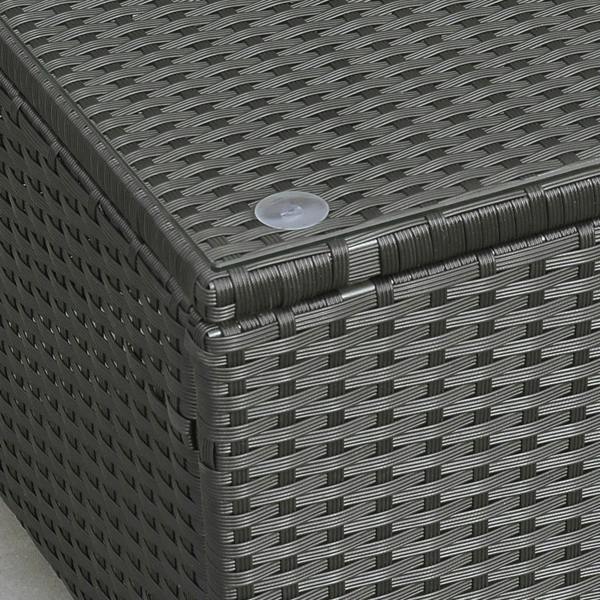 Black PE rattan coffee table corner with tempered glass inset
