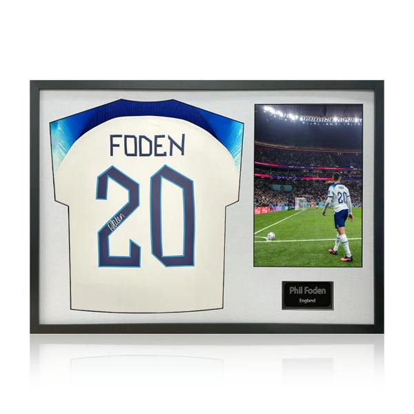 Phil Foden Signed England Shirt Classic Frame