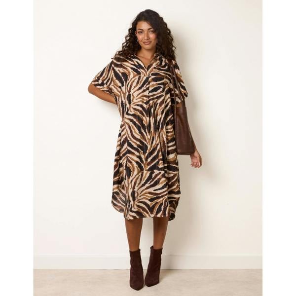 Blue Vanilla Zebra Print Shirt Dress