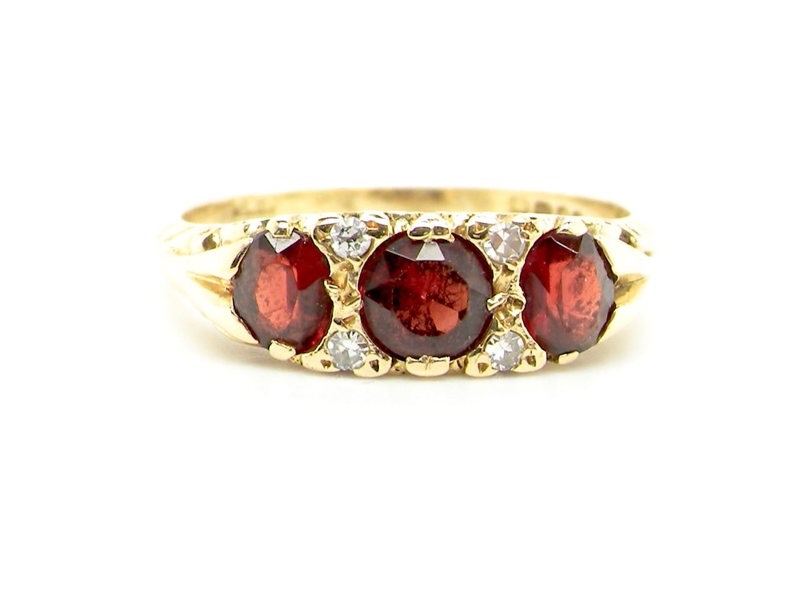 Vintage Tom An 18 carat gold Victorian style garnet dress ring