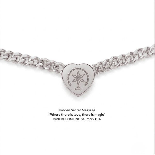BLOOMTINE Loves Frequency™ Silver Heart Necklace with Black Onyx