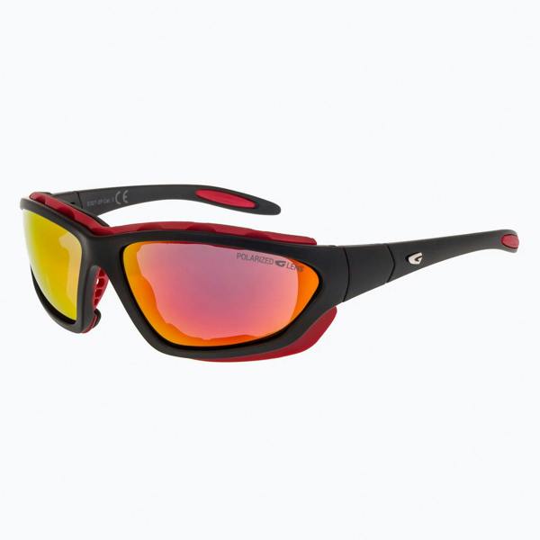 GOG Eyewear Unisex Mese Polarised UV400 Outdoor Sunglasses with Mirror Hydrophobic Lens - One Size - Matt Black / Red