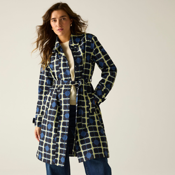 Regatta Womens Orla Kiely Waterproof Trench Coat - Navy