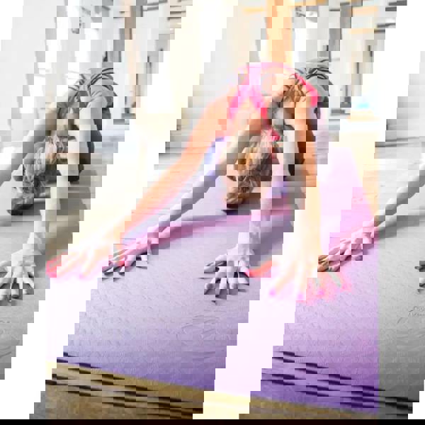 Purple textured Fitness Mad Evolution Yoga Mat 4mm with Yoga Direct logo