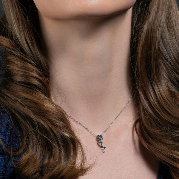 925 Sterling Silver Dainty Blue Flower Pendant Necklace for Women - namana.london