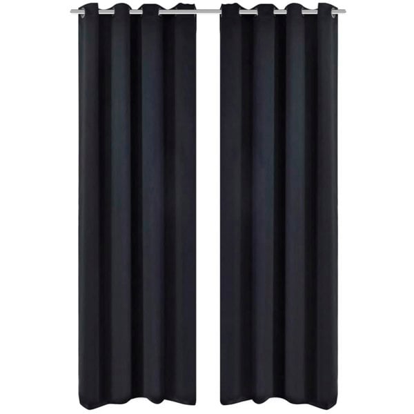 Berkfield 2 pcs Black Blackout Curtains with Metal Rings 135 x 245 cm
