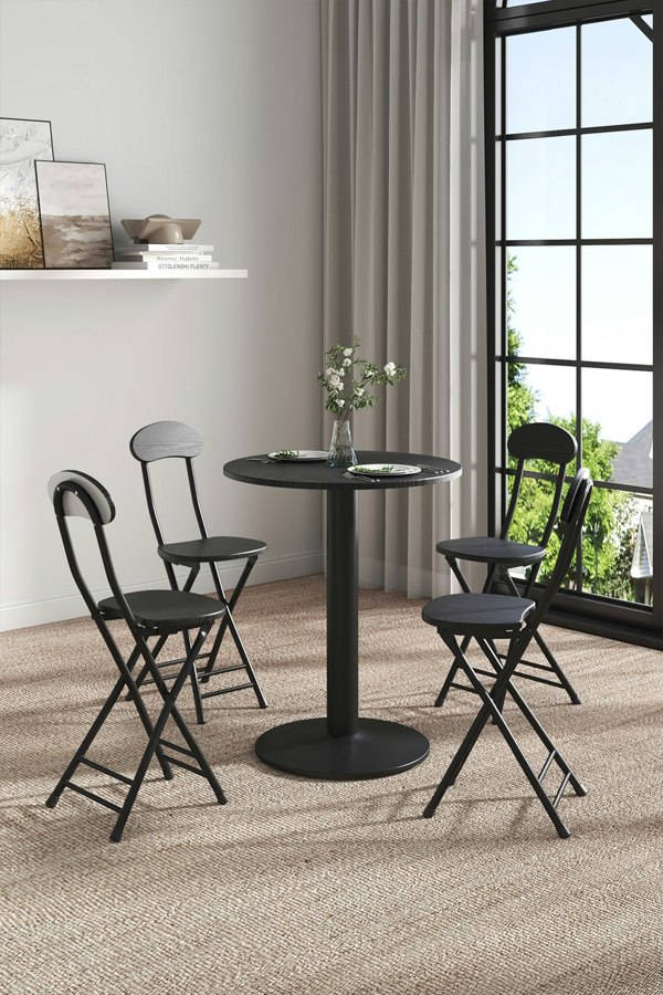 Living and Home 5pcs Round Table and 4 Chairs Set Bistro Dining Set Furniture