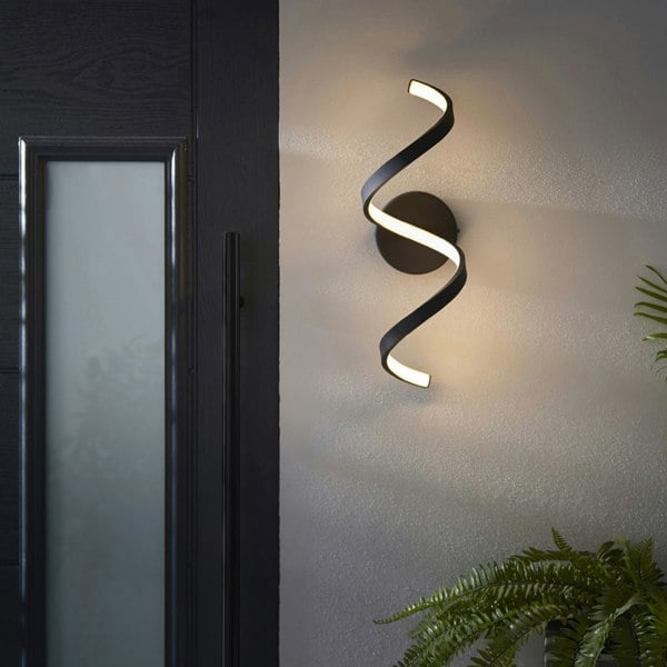 Non Automatic Outdoor LED Wall Light - Textured Black & White Diffuser