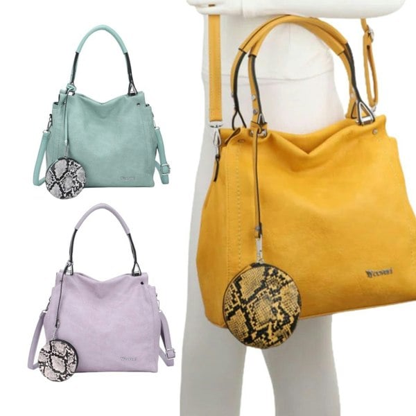 Stylex Accessories Serpentine Handbag with Snakeprint Pouch Purse Accessory