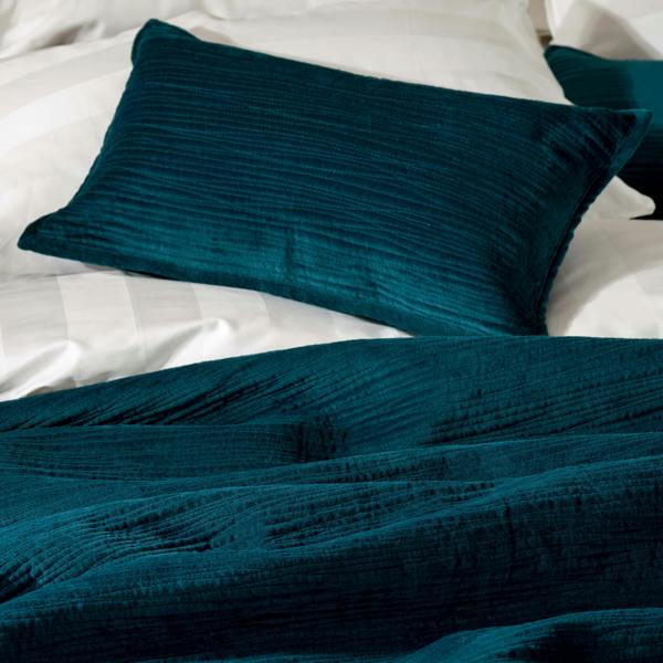 Textured Velvet Bedspreads & Cushion Bundle - cotton, close-up detail 1 | Soak and Sleep