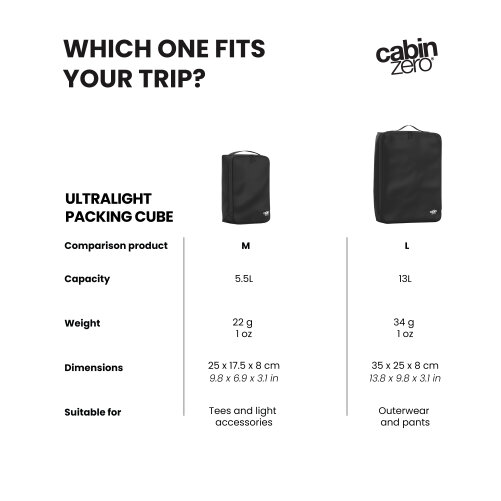CabinZero Ultralight Packing Cube (Large), Lightweight Rollable Organiser for Bulkier Items
