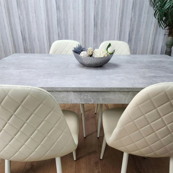 Kosy Koala Wooden Rectangle Dining Table Sets with Set of 4 Chairs, Grey and Cream