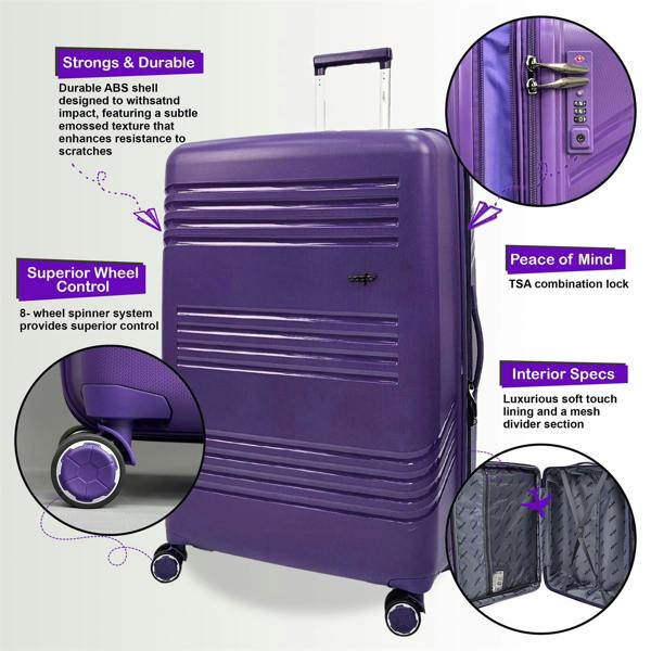 Eagle Luggage Hard Shell Cabin 4 Wheel Luggage TSA Travel Bag