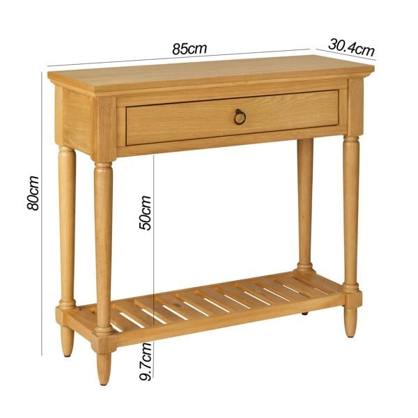 Statement Furniture Blenheim Oak Console Table. Slimline Wooden Hall Table with Storage