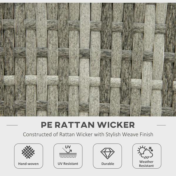 PE rattan wicker weave panel in grey and light beige