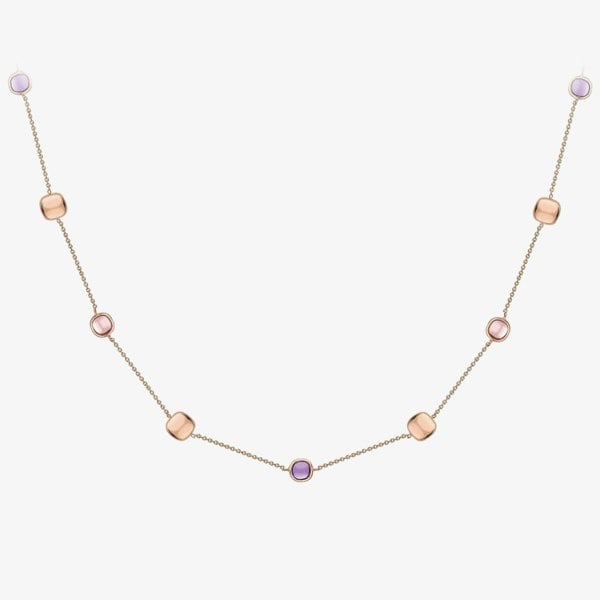 T. H. Baker 9ct Rose Gold Amethyst and Rose Quartz Necklace CN554-17