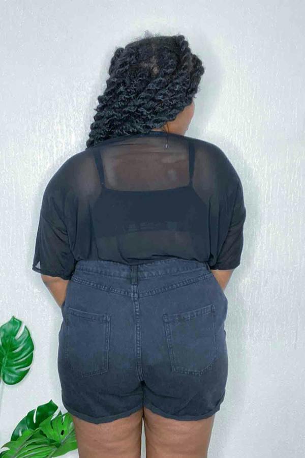 Urban Bliss Curve Virgo Button Front Short Black