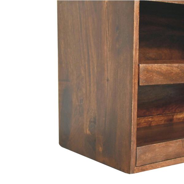 Artisan Furniture Solid mango wood California Walnut & Mud Linen Pull out Shoe Bench