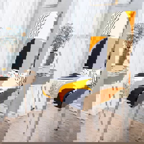 Anyseat Orange Pattern and Lines Elastic Chair Cover for Dining Room