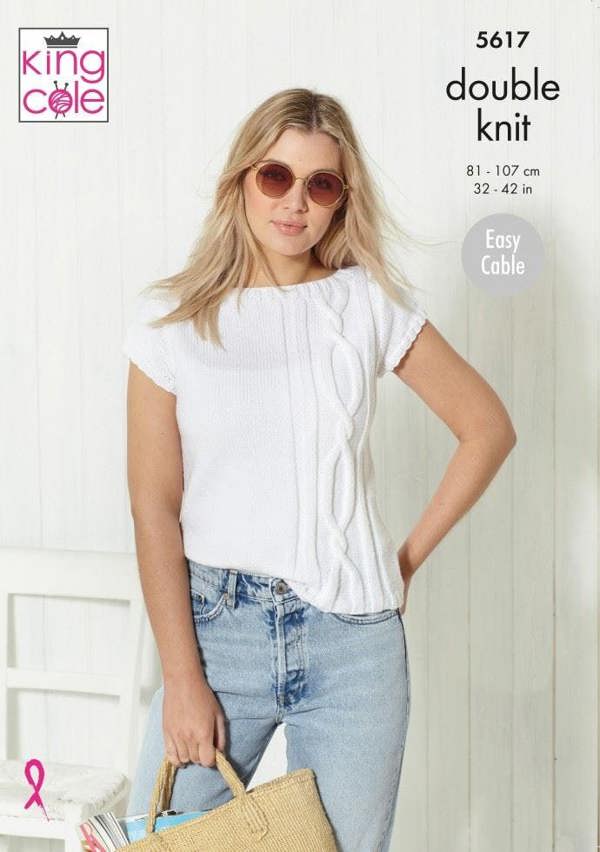 King Cole Paradise Beaches DK Knitting Pattern 5617, Tops, Sweaters for Women, 32 - 42 Inches - Easy