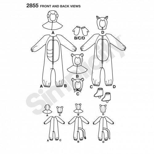 Simplicity Sewing Pattern 2855, Costumes for Kids, XS-S-M-L - Intermediate