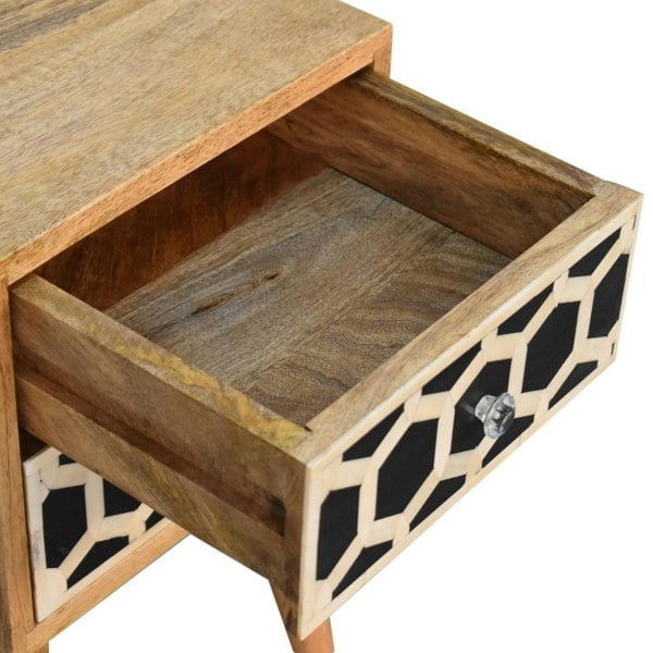 Artisan Furniture Solid Wood Mini Bone Inlay 2 Drawer Bedside