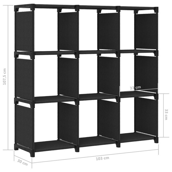 Berkfield 9-Cube Display Shelf Black 103x30x107.5 cm Fabric
