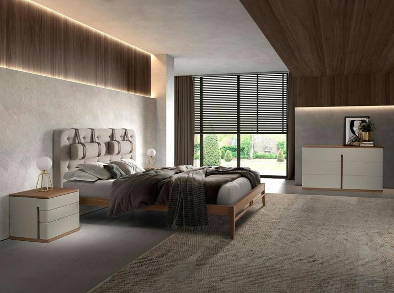 Angel Cerdá Grey wood and walnut bedside table 7166